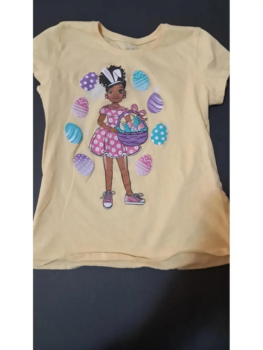 PLACE Girls Size 10/12 , Short‎ Sleeve Yellow EASTER TEESHIRT